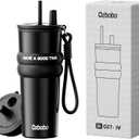 24oz Stainless Steel Insulated Water Bottle Wtih Straw And Lid,Travel Coffee Tumbler For Cold 6H Hot 12H,Insulated Tumblers For Men Women Coffee Cup Used For Travel School Daily Sports (Black)