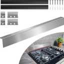 30" Slide-in Range Rear Filler Kit,Stove Gap Filler Strip, Stainless Steel Backsplash for Stove, Stove Trim Kit with Most Brands Between Stove and Backsplash(Silver) With 2 PCS Stove Gap Covers