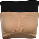 Women's Bandeau Bra, Strapless Bralette Seamless Bandeau Bra Tube Top Bras (3X-Large, #001 Black Beige White)