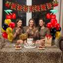 Outus Cheetah Cherry Birthday Decorations Cheetah Print Party Decorations Leopard Brithday Banner Cherry Foil Balloons Red and Black Leopard Print Balloons for Women Birthday Party Decor Supplies