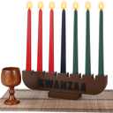 10 Pieces Kwanzaa Kinara Set Wooden Kwanzaa Candle Holder Kwanzaa Celebration Decorations