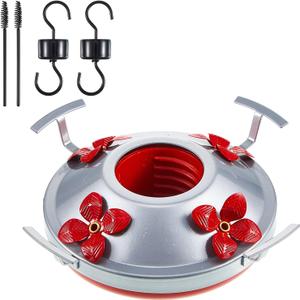 Hummingbird Feeder Bottom Base Replacement Parts Set Plastic Outdoors Hummingbird Feeder Bottom Moat Hook Brushes Bird Replacement Accessories Set(Red,5 Pcs)