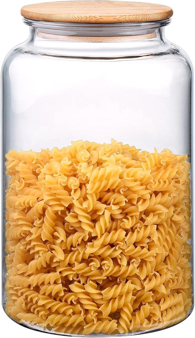 YUEJUM 100 FL oz Unbreakable Apothecary Jars with Airtight Bamboo Lids, Thickened Plastic Food Storage Containers, Kitchen Canisters for Storage Flour, Cereal, Dog Food, Cookie, Sugar, etc