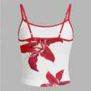 WDIRARA Women's Floral Print Cami Top Spaghetti Strap Crop Tops Flowers Camisole
