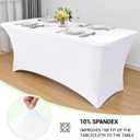 Obstal 6ft Stretch Spandex Table Cover - 2 Pack Universal Rectangular Fitted Tablecloth Protector for Wedding, Banquet and Party, White