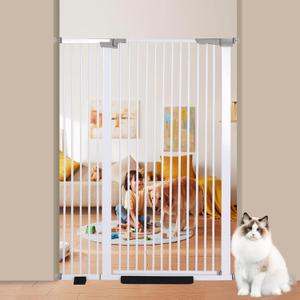 59.1'' Extra Tall Pet Gate,30.3''-40.9'' Wide Auto Close Pet Gate,Include 8.27'' Extension Kits,Cat Gate for Doorway with Safety Lock,Use of No-Drill Pressure Mount Extra Tall Cat Gates for Cats