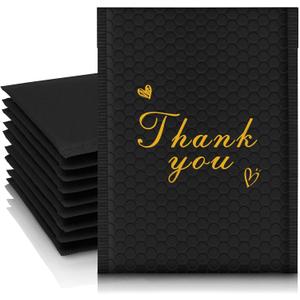 Thank You Bubble Mailers 6x10'' 25 Pack, Self Sealing Padded Envelopes, Strong Adhesion Bubble Envelopes, Waterproof Mailing Envelopes, Cushioning Shipping Envelopes - Black