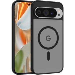 RALEAVO for Google Pixel 10/10 Pro Case Strong Magnetic Case [Compatible with Magsafe] Slim Shockproof Protective Phone Cover for Pixel 10/10 Pro Phone Case with Translucent Hard Back,Black