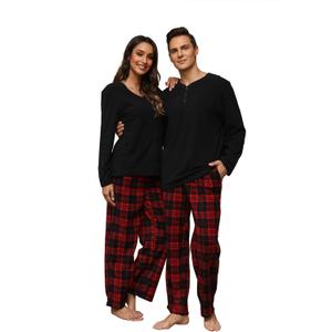 U2SKIIN Couple Pajama Sets, Plaid Pajama Set for Men and Women Soft Warm Pjs Set (Womens Medium)