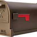 Architectural Mailboxes Arlington Heavy duty Steel Metal Post Mounted Mail Box for outside, Textured Bronze, Large USPS Approved Curbside Mailbox
