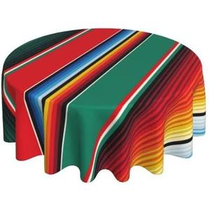Mexican Blanket Serape Stripe Pattern Sarapes Mantel Mexicano Waterproof Picnic Round Table Cloth Cover Decorations Fabric 60 Inch Circular Tablecloth For 20-47 Inch Home Dining Room Kitchen Decor