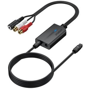 AUTOUTLET 192kHz DAC Digital to Analog Audio Converter, SPDIF to RCA + 3.5mm Converter with 24-Bit Sampling Rate, Optical to RCA Audio Adapter Compatible for TVs, DVD Players & Game Consoles