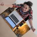 Cool Cat Card Game Mats, MTG Playmat & Mouse Pad 24" x 14", Game Play Mat with Stitched Edge for Magic The Gathering, Anime TCG Card Desk Writing Pad