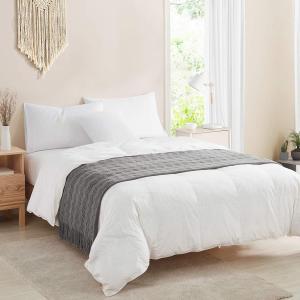 BOURINA Throw Blanket 50 x90 Inches Textured Solid Soft Sofa Throw Bed Runner Knitted Decorative Blanket