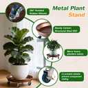 Planterhoma 4 Packs 16 Inch Metal Plant Caddy with Wheels Extra-Large Rolling Plant Stand Heavy-Duty Iron Plant Dolly Casters for Indoor Outdoor Flower Pot Mover Roller Coasters, Copper