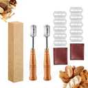Professional Bread Lame Dough Scoring Tool,Bread Scorer,Sourdough Scoring Knife for Bread Baking with Ergonomic Wood Handle,10 Blades, Leather Protector Cover