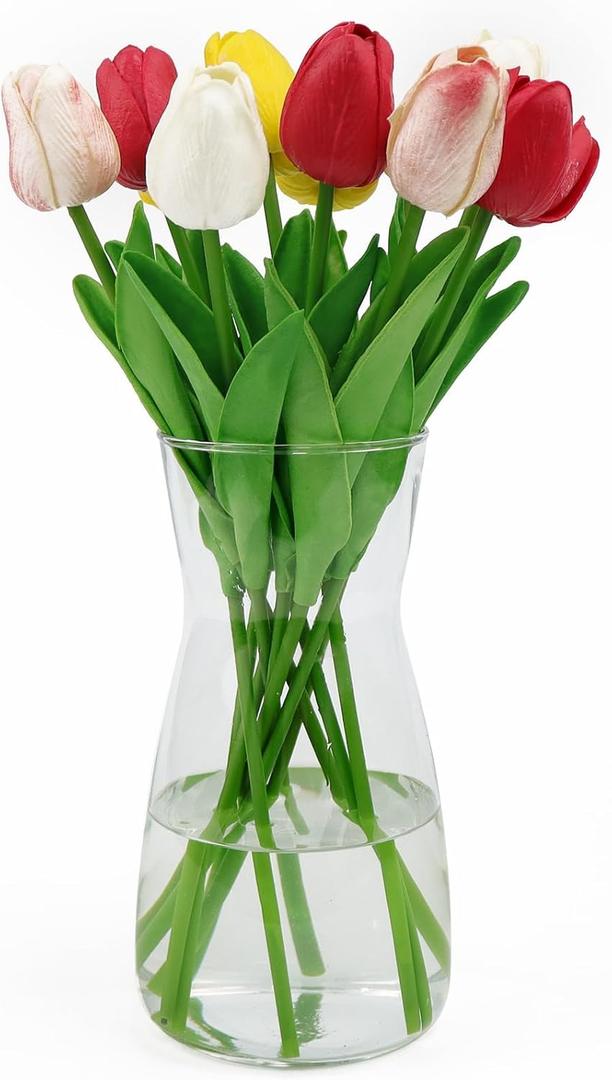 DARENYI Clear Glass Vase for Centerpieces, Home Decor, 8 inch Tall Large Opening Glass Flower Vase for Bouquet, Shelf, Centerpiece, Living Room, Office, Wedding or Gifts (3.34" Dia 8" H)