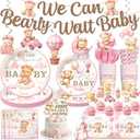 Amazon.com: 152 PCS Pink Bearly Wait Baby Shower Decorations, Bear Baby Shower for Girl Tableware Set, With Banner, Cake Topper, Plates and Tablecloths, for Baby Girl Shower Decorations Pink, Serves 20 : Toys & Games