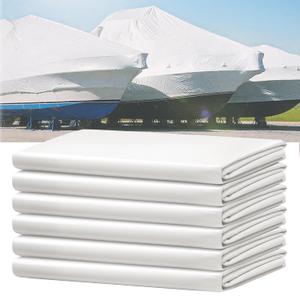 14' X 26.3' Boat Shrink Wrap Polyethylene Plastic Boat Wrap for Winter -7 Mil Boat Shrink Film for Use with HeatGun, UV Resistance Industrial Shrink Wrap for Protection and Storage, White