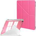 Feams Y-Fold Case for iPad (A16) 11th Generation Case 11 Inch 2025, iPad 10th Generation 10.9 Inch 2022, Y-Fold Standing Cover Clear Back with Portrait Landscape Mode & Pencil Holder, Hot Pink