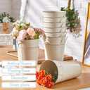 Zubebe 8 Pcs 13.8 Inch Galvanized Flower Bucket Metal Vases for Flowers Farmhouse Rustic French Flower Bucket with Handle for Wedding Centerpieces Vintage Home Dry Floral Table Decor(White)