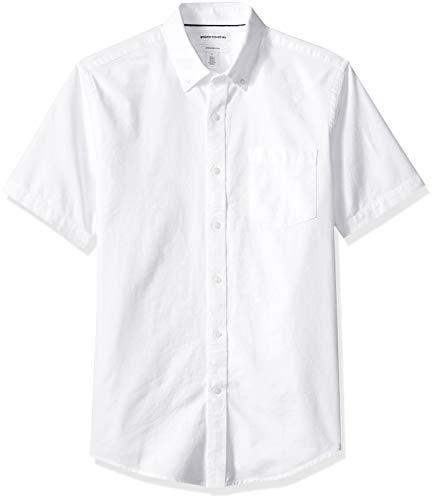 Men's Short-Sleeve Oxford Shirt with Pocket, White, X-Large