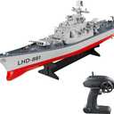 GoolRC Remote Control Warship RC Military Battleship, 1:390 Scale Remote Control Boat for Lakes and Rivers, 2.4GHz RC Armed Cruiser Boat Model with Low Battery Alarm for Adults