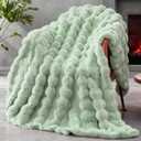Faux Fur Throw Blanket for Couch, 1000 GSM Cozy Fuzzy Fluffy Soft Plush Thick Bubble Sherpa Blanket for Sofa Bedroom Living Room, Mothers Day Birthday Gifts for Women Home Decor (50*60, Sage Green)