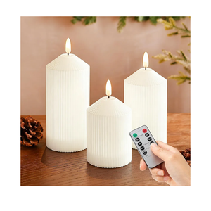 Flameless Candles with Remote, 3 Pack Battery Operated Candles Flickering Real Wax LED Fake Pillar Candles with Timer for Wedding Home Party, White