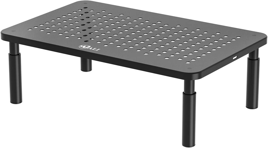WALI Computer Monitor Stand for Desk, Adjustable Laptop Riser, Desk Monitor Stand Underneath Storage for Office, Home, School Supplies (STT003), 1 Pack, Black (Basic)