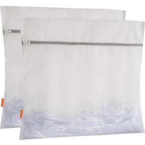 Polecasa Heavy Duty Diamond Mesh Laundry Bags for Delicates – 2 Pack with Sturdy Zipper for Coats, Bed Sheet Lingerie, Baby Clothes – Washing Machine & Dry Safter 24 x 24 Inches(2 XX-Large)
