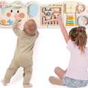 ROBUD Elephant Montessori Busy Board, 12-in-1 Activity Wall Busy Board, Montessori Sensory Wall Panel for Boys & Girls, Toddler Learning Activity Center for Playroom, Nursery, Beige