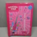 Guitar and Microphone Play Set for Girls, Karaoke Machine with Music&Light, Microphone Toys with Stand, Adjustable Height Guitar Toys for Kids, Toddlers, Child(Red)