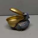 Pelican Key Holder Statues,Fun Animal Hippo Candy Dish,Candy Dish for Office Desk Unique,Modern Key Holder for Pelican Figurine,Suitability Desk Candy Dish and Entry Table Decor Items(Gold1) (Golden Blue)