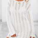 PRETTYGARDEN Women's Swimsuit Cover Up 2025 Summer Bathing Suit Swimwear Crochet Knit Dress Fashion Beach Vacation Clothes (White,Small) (White, S)