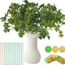 Watayo 26 Pcs St. Patrick's Day Branches Picks with Beaded Coins, Artificial Shamrock Plant Bunch Beads Chain Coins, Irish Faux Clover Flower Greenery Stems Decor for Vase Filler Table Centerpiece