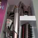 Shark FlexFusion Hair Straightener & Powerful Hair Dryer with Fusion Hair Brush, Ceramic Air Styler with Auto-Wrap Curlers & Concentrator, Ceramic Plates, Cosmic Blush HD641S