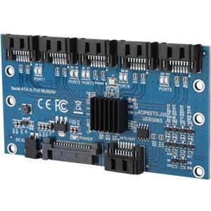 SATA3.0 1 to 5 Adapter Converter Motherboard, Hard Disk Riser Card, Multiplier SATA3.0 Expansion Card, with USB DC Power Cable, 6-Port 6.0Gbps SATA III Interface, for Win7 Win8 Win XP