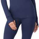 Cuddl Duds Womens Fleece Lined Thermal Base Layer Set  Long Sleeve Shirt & Leggings for Cold Weather  Lounge Set for Women (Small, Peacoat Navy)