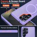 MOZOTER for Samsung Galaxy S25 Ultra Case with Magnetic,[Compatible with MagSafe][12Ft Military Dropproof][2*Screen Protector] Translucent Anti-Slip Back Slim Shockproof Case for S25 Ultra-Purple