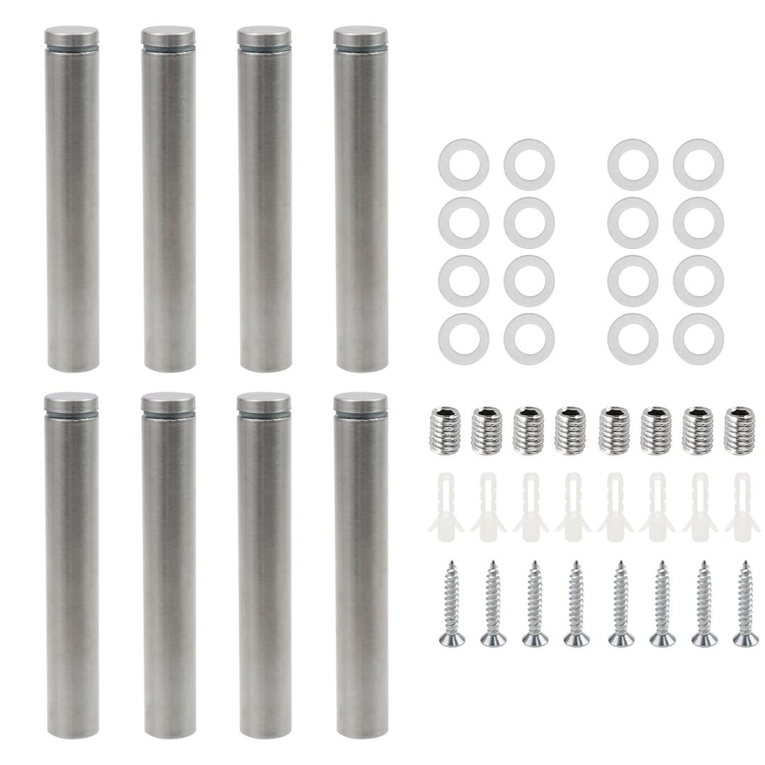 Long Glass Standoff Bolts 0.75" Dia Advertising Screw Nails 5-inch/12.3cm Length Wall Sign Standoff for Acrylic Signs -8pcs