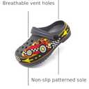 FolHaoth Toddlers Cute Cartoon Excavator Racecar Pattern Boys Girls Clogs Slip On Lightweight Breathable Kids Sandals Non Slip Indoor Outdoor Beach Pool Shower Slippers Shoes (Blue)