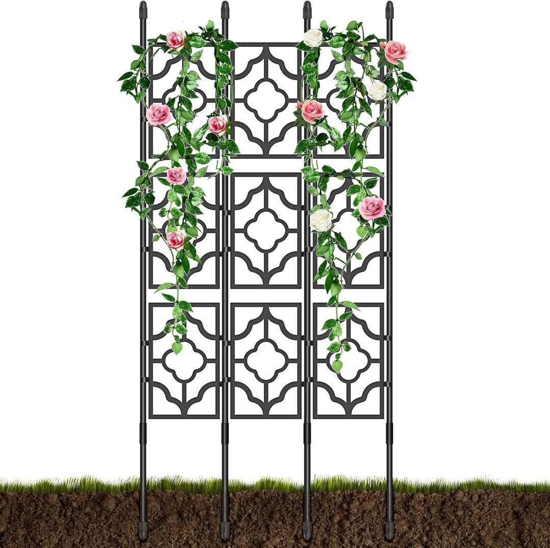 3 Set Garden Trellis for Climbing Plants, Kalolary 5FT Plastic Screen Garden Trellis Cucumber Grow Trellises Vine Grow Support for Potted Plant Outdoor Indoor Fruits Vegetable