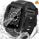 Goton 3 in 1 Waterproof Case and Band with Tempered Glass Screen Protector for Apple Watch Series 10, 9, 8, 7, 6, 5, 4, Apple Watch Ultra 2, Ultra, SE2, SE, Shockproof Protective Case Cover, Size: 45mm
