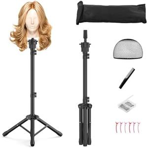 Relx Wig Head Stand - Adjustable Mannequin Head Stand - Wig Stand for Styling - Wig Stand Tripod for Cosmetology Hairdressing Training (Head Not Included)