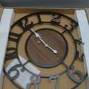 Large Metal Wall Clock, 20 Inch Retro Decorative Silent, Non Ticking, Battery Operated Modern Big Wood Wall Clock for Living Room, Farmhouse, Bedroom, Fireplace, Kitchen, Office, Home Decor