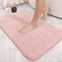 Color&Geometry High Pile Light Pink Bathroom Rugs 16"x24",Small- Upgrade Your Washroom with Soft Blush Bath Mat- Plush, Non Slip, Absorbent, Washable Microfiber Shower Rug/Carpet for Outside Tub