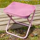Small Collapsible Camping Stool Up to 132LB Folding Portable Fishing Stool Outdoor Activities Mini Pocket Chair for Camping, Hiking, Garden, Beach (Pink, S)