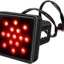 Brake Light Trailer Hitch Cover, 12 V Super Bright Square Tail Light, Towing Hitch Lighting Accessories Fits 2" Receiver, Universal for Towing Truck RV and SUV (Black)