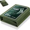 HIRALIY 20 Mil Heavy Duty Waterproof Tarp, 9.5x12ft Green Tarpaulin with Reinforced Webbing Loops, Multipurpose Oxford Canvas Tarp for Firewood, Roof, Camping, Pool